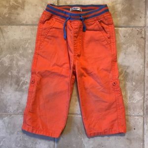 Baby Boden Orange Cargo Pants with Blue Accents